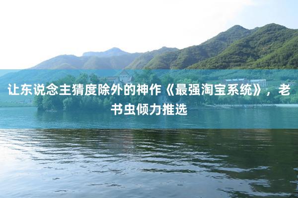 让东说念主猜度除外的神作《最强淘宝系统》，老书虫倾力推选