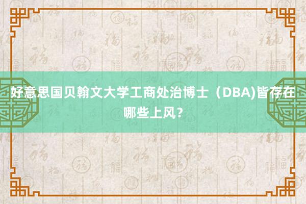 好意思国贝翰文大学工商处治博士（DBA)皆存在哪些上风？