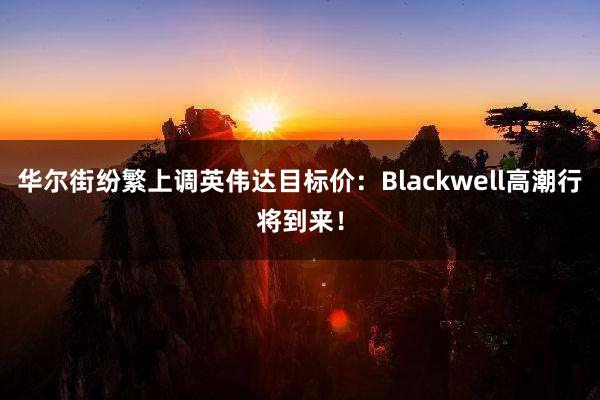 华尔街纷繁上调英伟达目标价：Blackwell高潮行将到来！